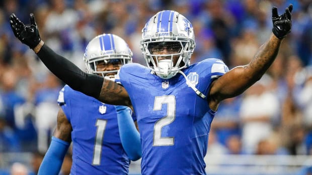 C.J. Gardner-Johnson celebrates a play.